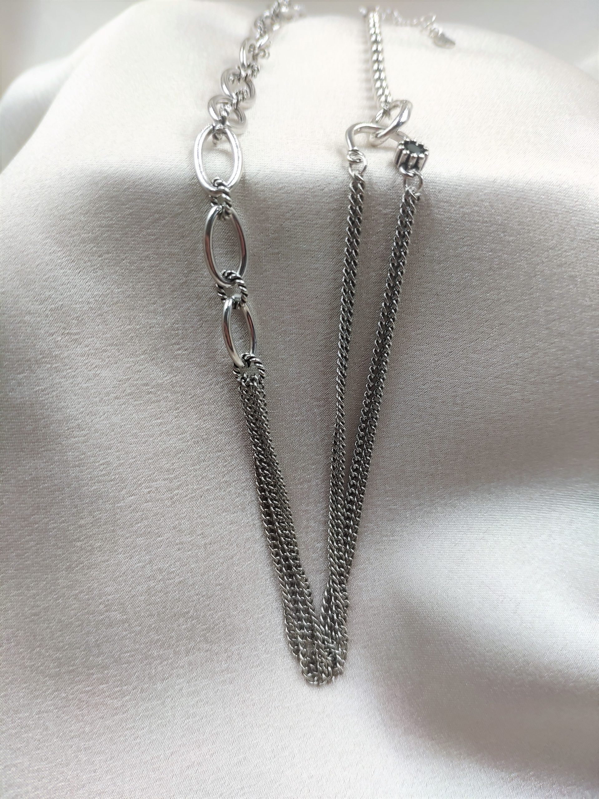 Κολιέ τρεις διαφορετικές αλυσίδες 925 ασήμι - Image 2