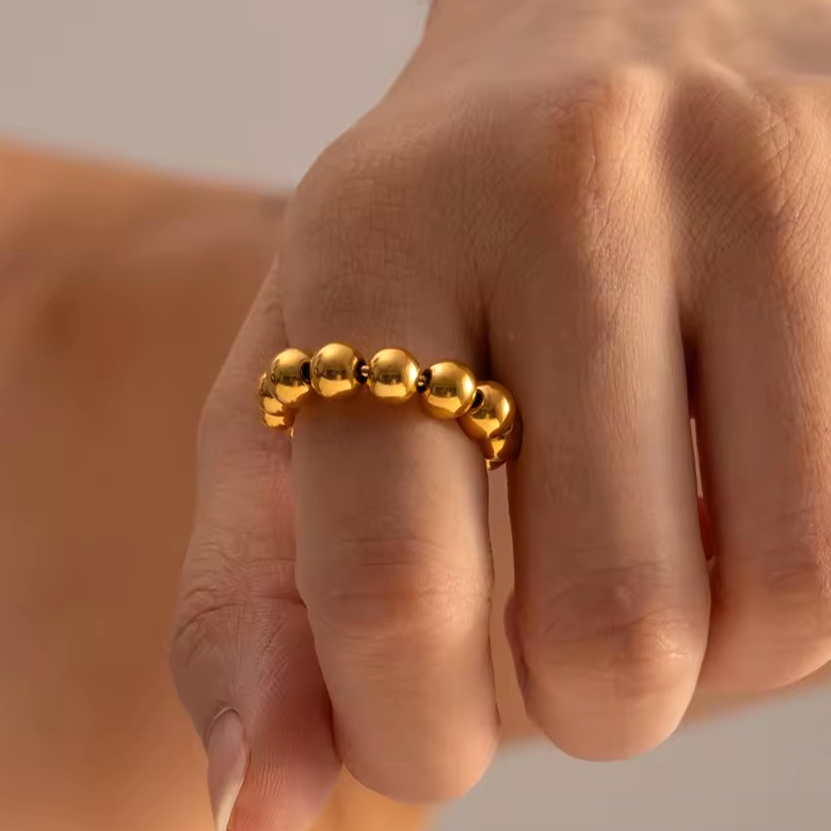 Σκουλαρίκι cuff/δαχτυλίδι μπίλιες ανοξείδωτο ατσάλι επιχρυσωμένο 18Κ - Image 5