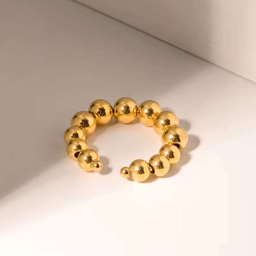 Σκουλαρίκι cuff/δαχτυλίδι μπίλιες ανοξείδωτο ατσάλι επιχρυσωμένο 18Κ