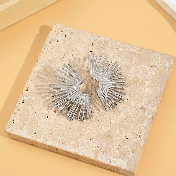 Σκουλαρίκια ασημί ήλιος ανοξείδωτο ατσάλι