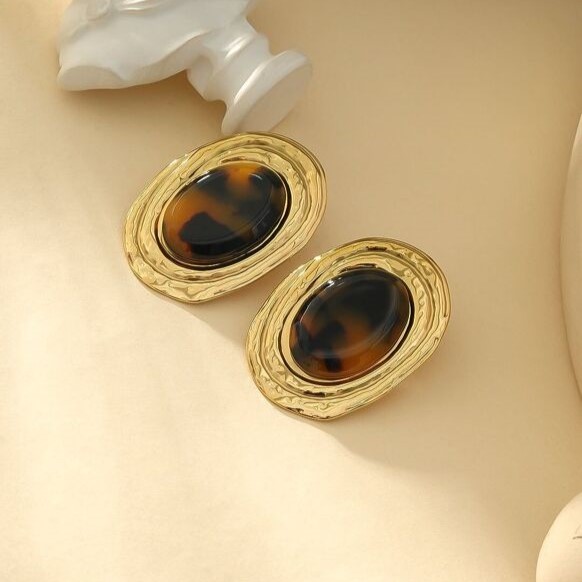 Σκουλαρίκια λεοπάρ ανοξείδωτο ατσάλι