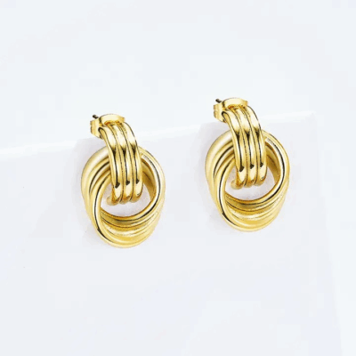 Σκουλαρίκια ρετρό ατσάλινα χρυσά με κρίκους