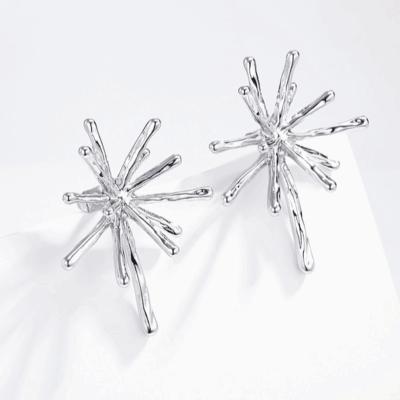 Statement σκουλαρίκια ακτίνες ατσάλινα ασημί