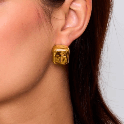 Σκουλαρίκια κύβοι ατσάλινα χρυσά