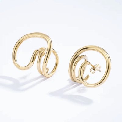 Statement χρυσά σκουλαρίκια με μοντέρνες καμπύλες