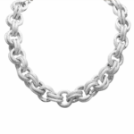 Κολιέ chunky αλυσίδα ασημί με ανάγλυφους πλεγμένους κρίκους