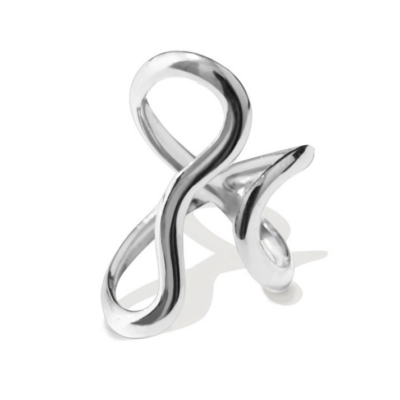 Ατσάλινο δαχτυλίδι με ασύμμετρες καμπύλες χρυσό ασημί