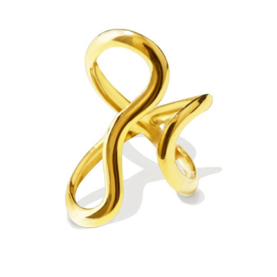 Ατσάλινο δαχτυλίδι με ασύμμετρες καμπύλες χρυσό
