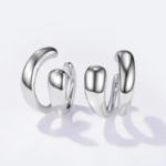 Earcuff ατσάλινο ασημί διπλό